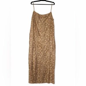 H&M Tan Snakeskin Print Maxi Dress Size XL